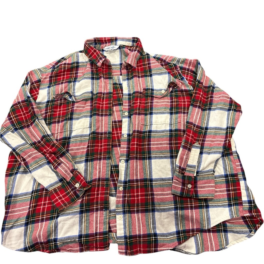 Old Navy Red and White Plaid Button-Down Shirt